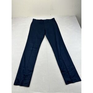 Nordstrom Mens Shop Pants 31x32 Navy Slim Fit Non Iron Stretch Chino Flat Front